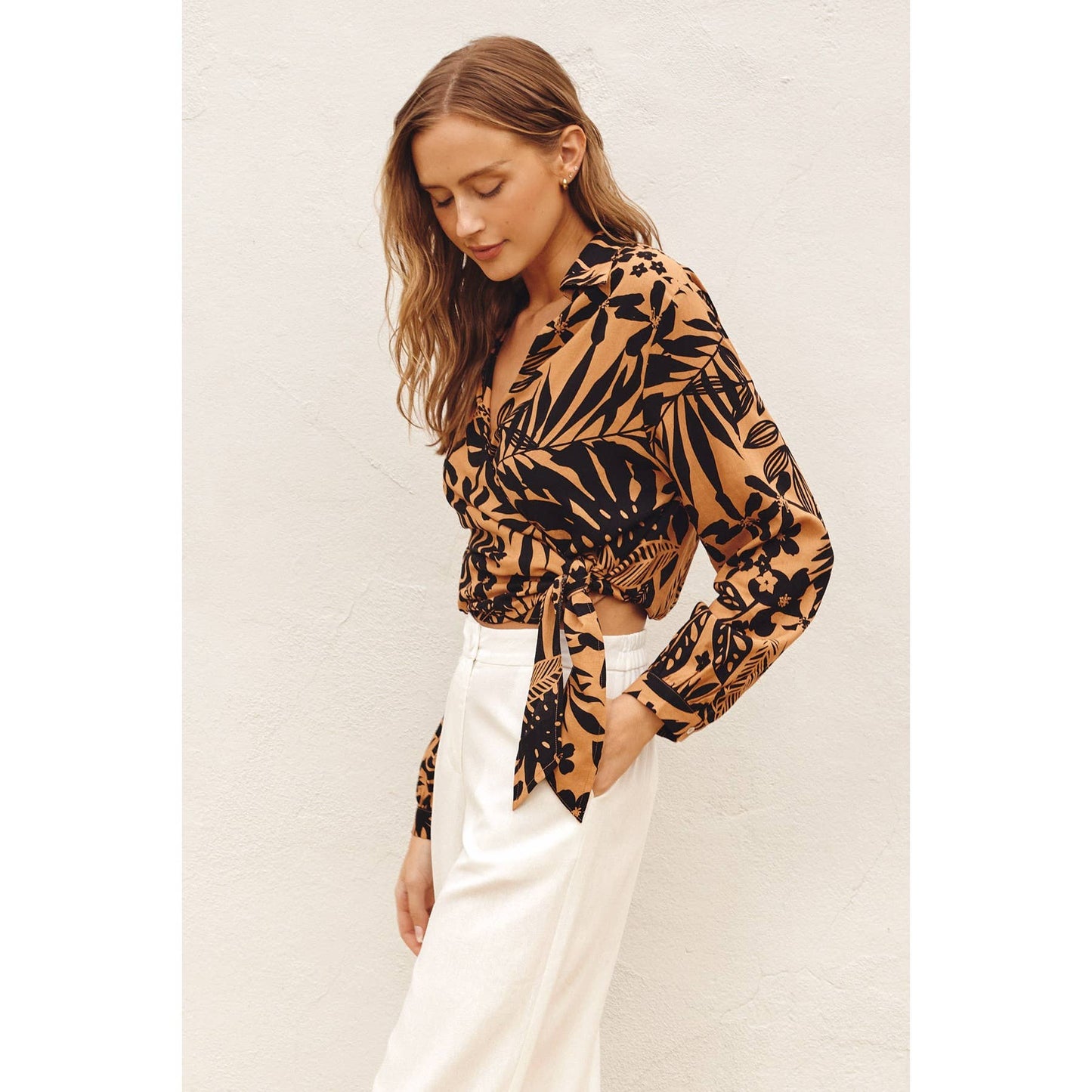 Sweet Summer Wrap Collared Shirt: IBIZA PALM / FT11600-P1460_3