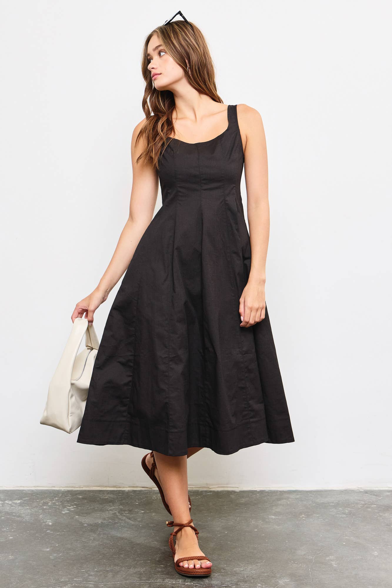 MAXI A-LINE DRESS: Black / S23952