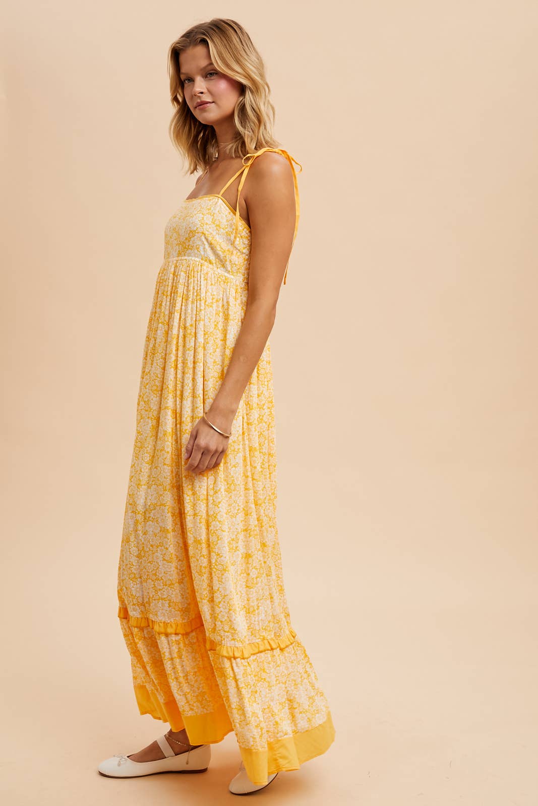 FLORAL CONTRAST MAXI DRESS: SANTORINI / ILD5714