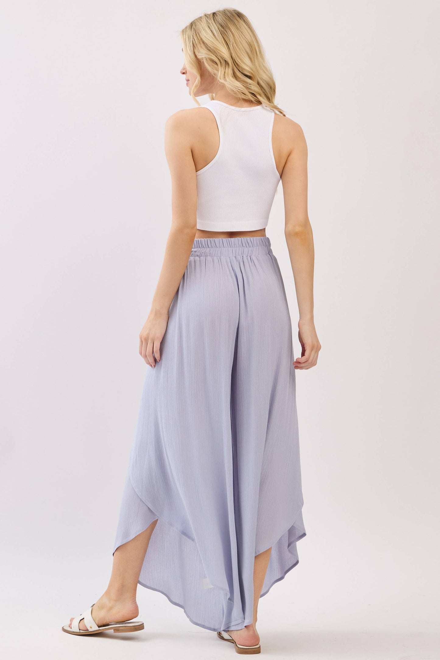 Overlap Detail Wide Leg Pants - NP70175: Vintage Denim