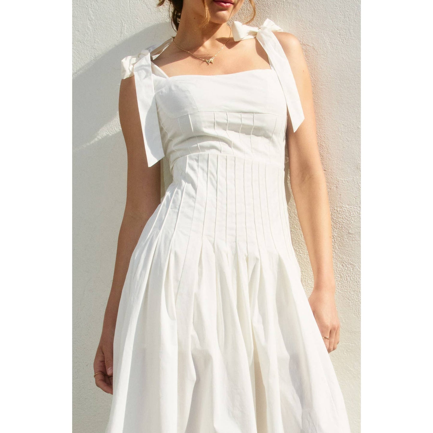 Elegant Sunrise Self Tie Pleated Midi Dress: NAVY / FD12862-CP553