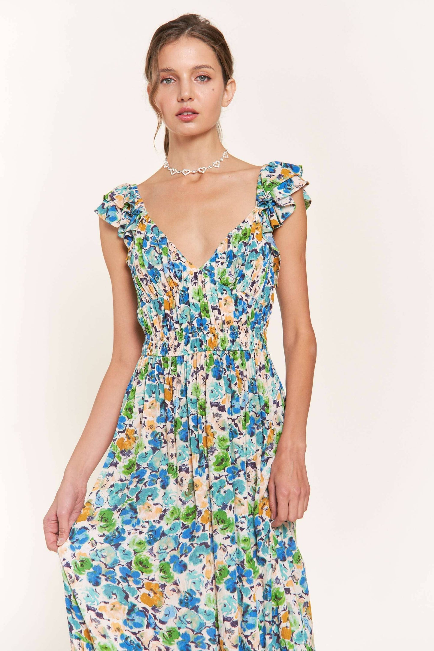 Blue Flower Midi Dress: D9742 / Blue Flower