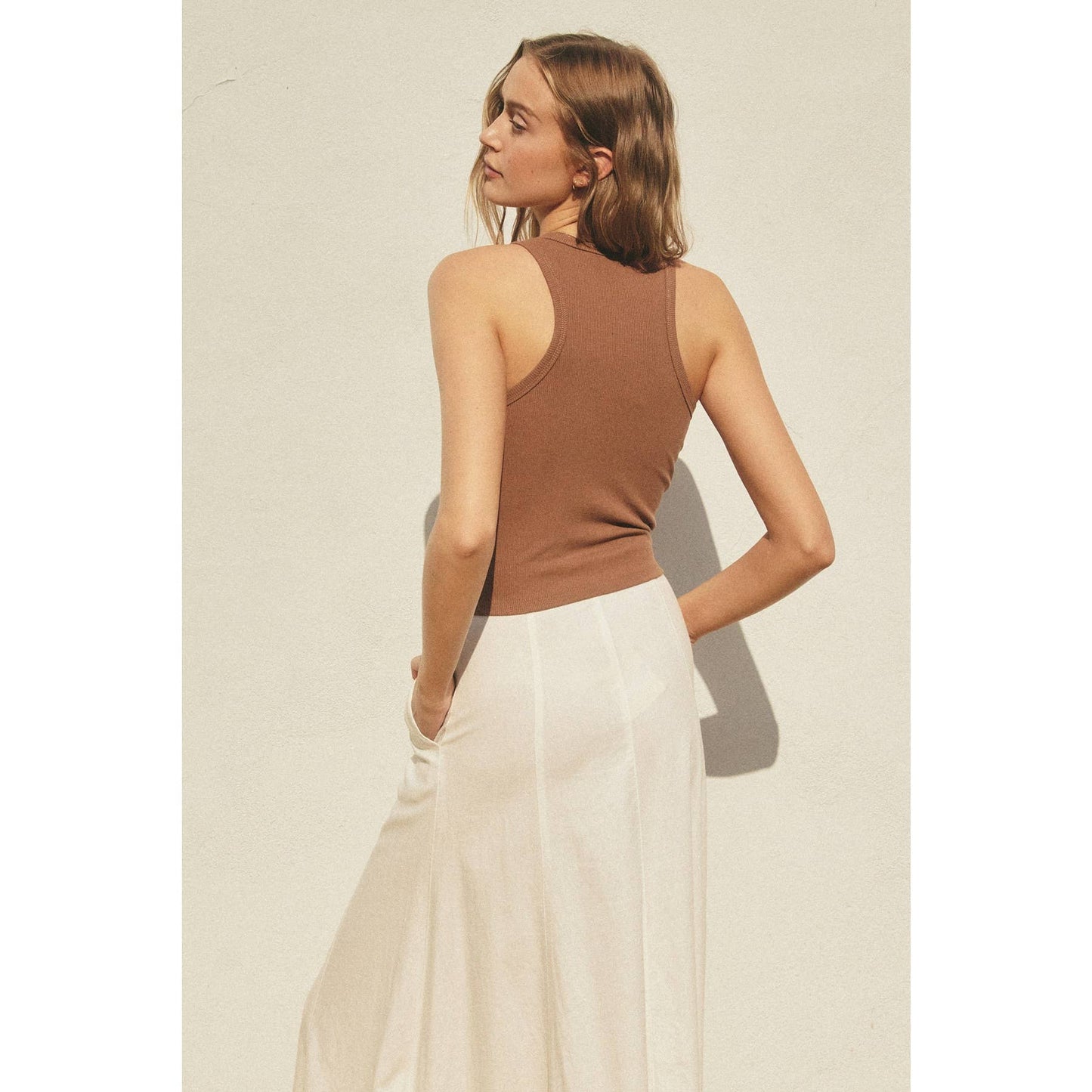 FT10597-P1364_2 Ribbed Racerback Tank Top: OLIVE