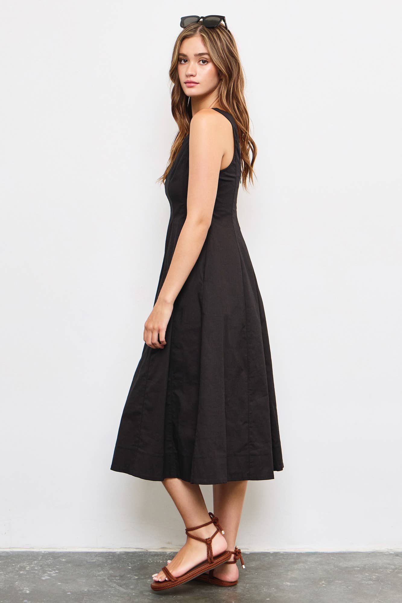 MAXI A-LINE DRESS: Black / S23952
