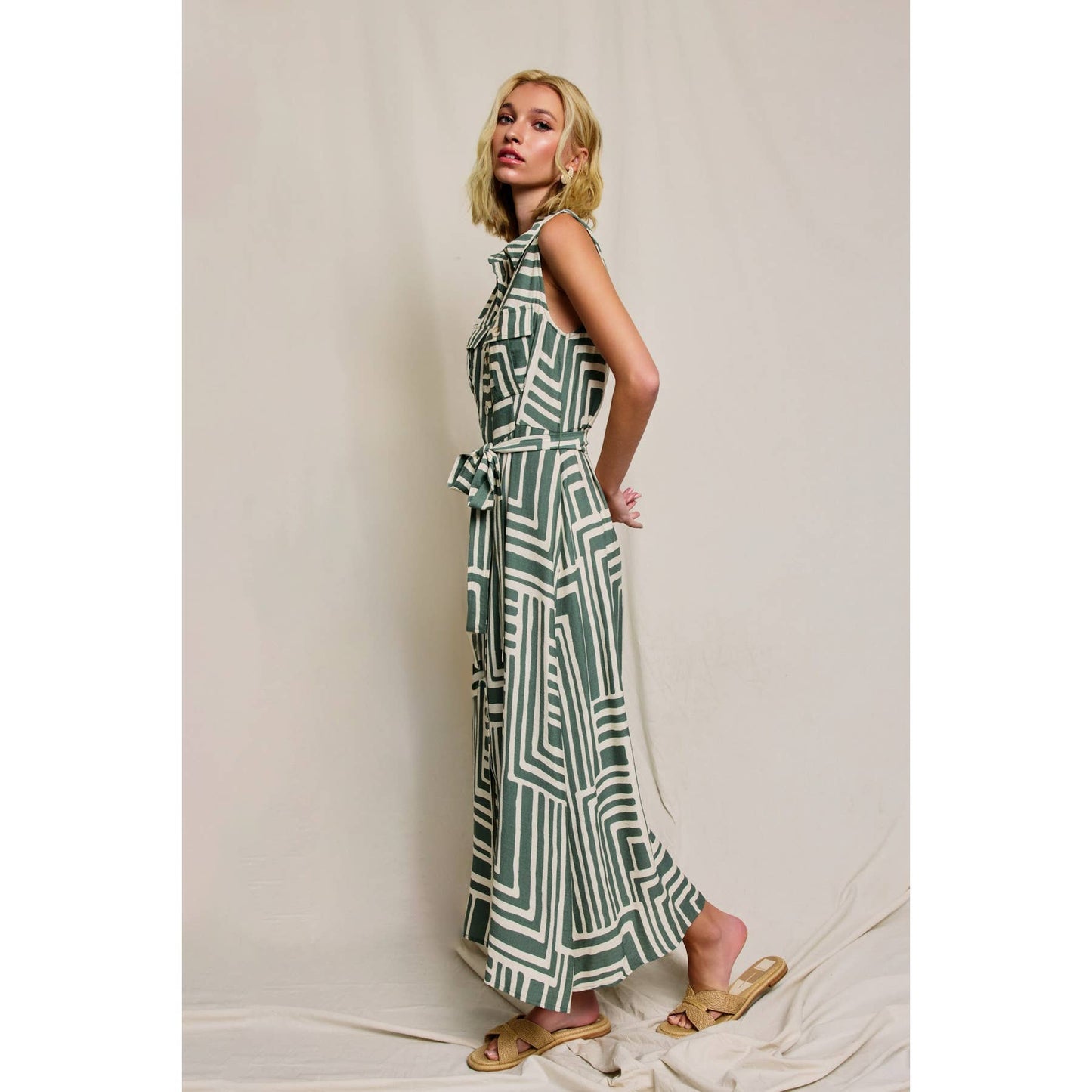 Runaway Sleeveless Shirt Dress: BLACK/CREAM / FD12430-P2063_2