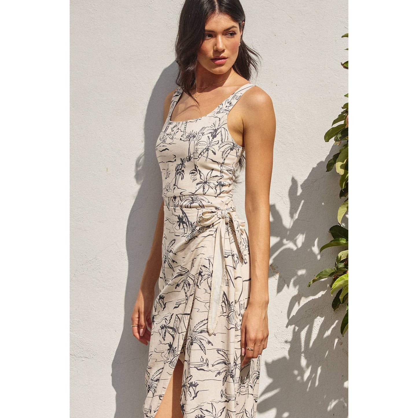 Sail Away With Me Tulip Hem Midi Wrap Dress: OCEANSIDE / FD11527-P1869