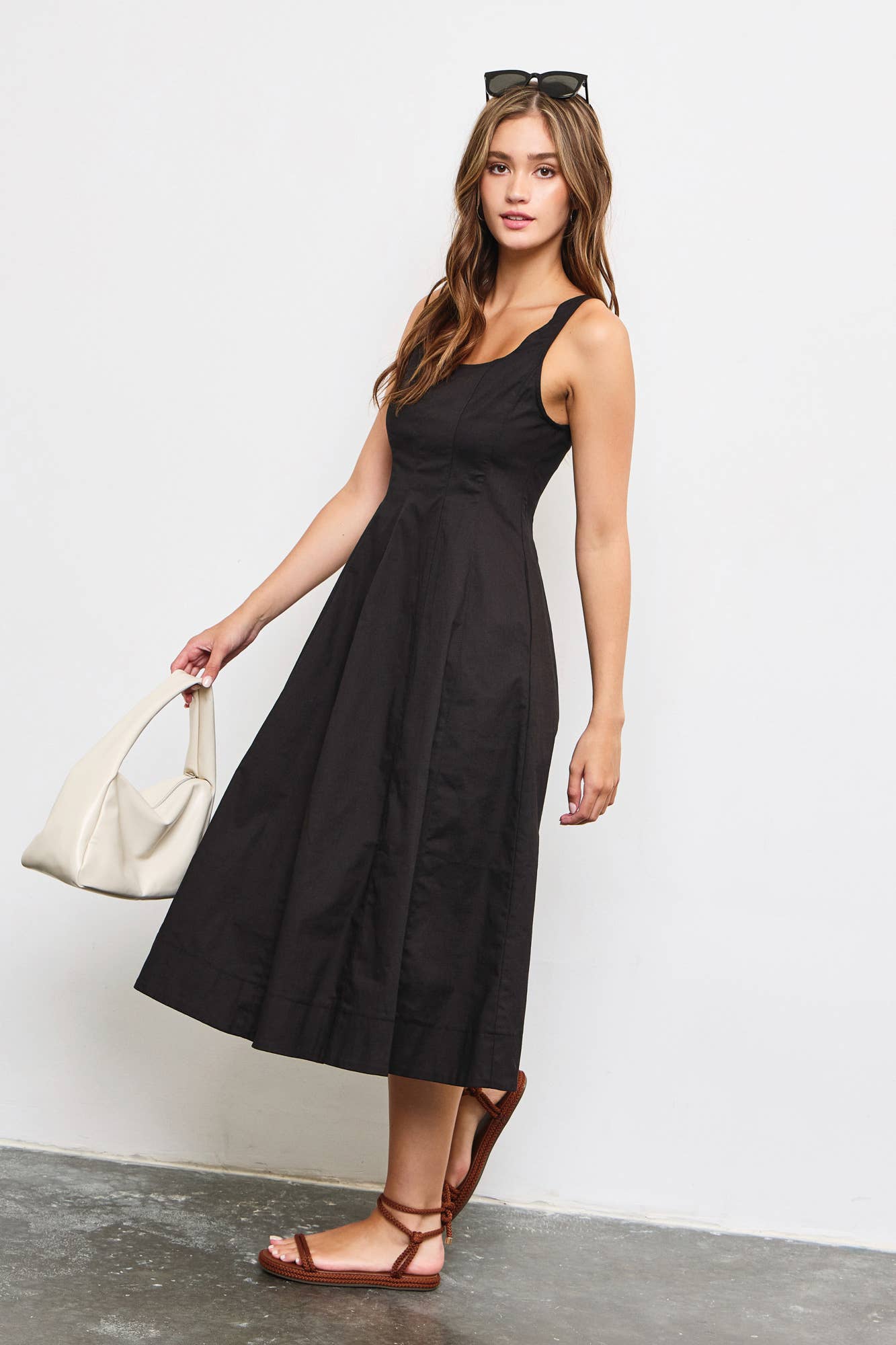 MAXI A-LINE DRESS: Black / S23952