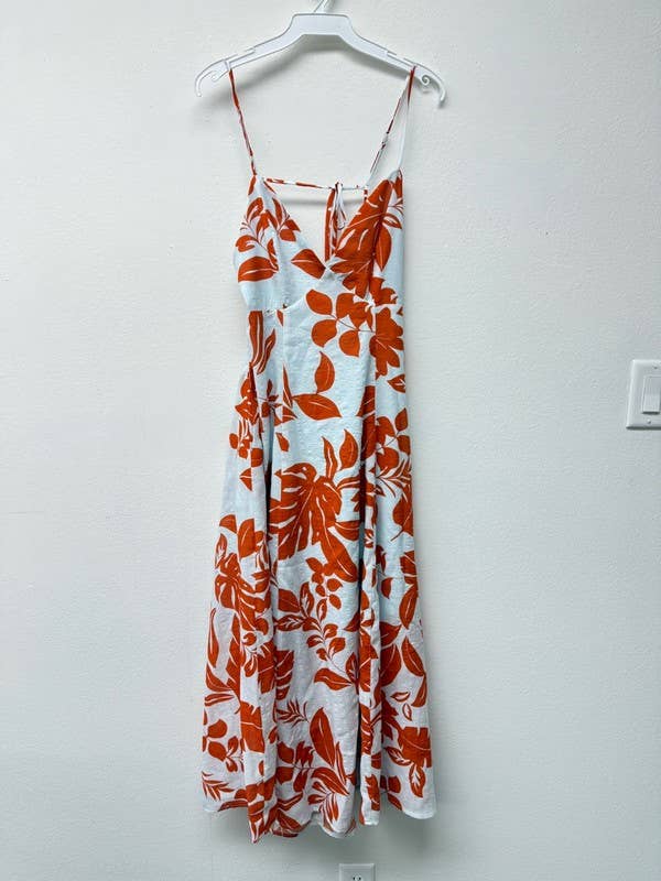 Printed Open Back Maxi Dress: Sky/Red / D3154H
