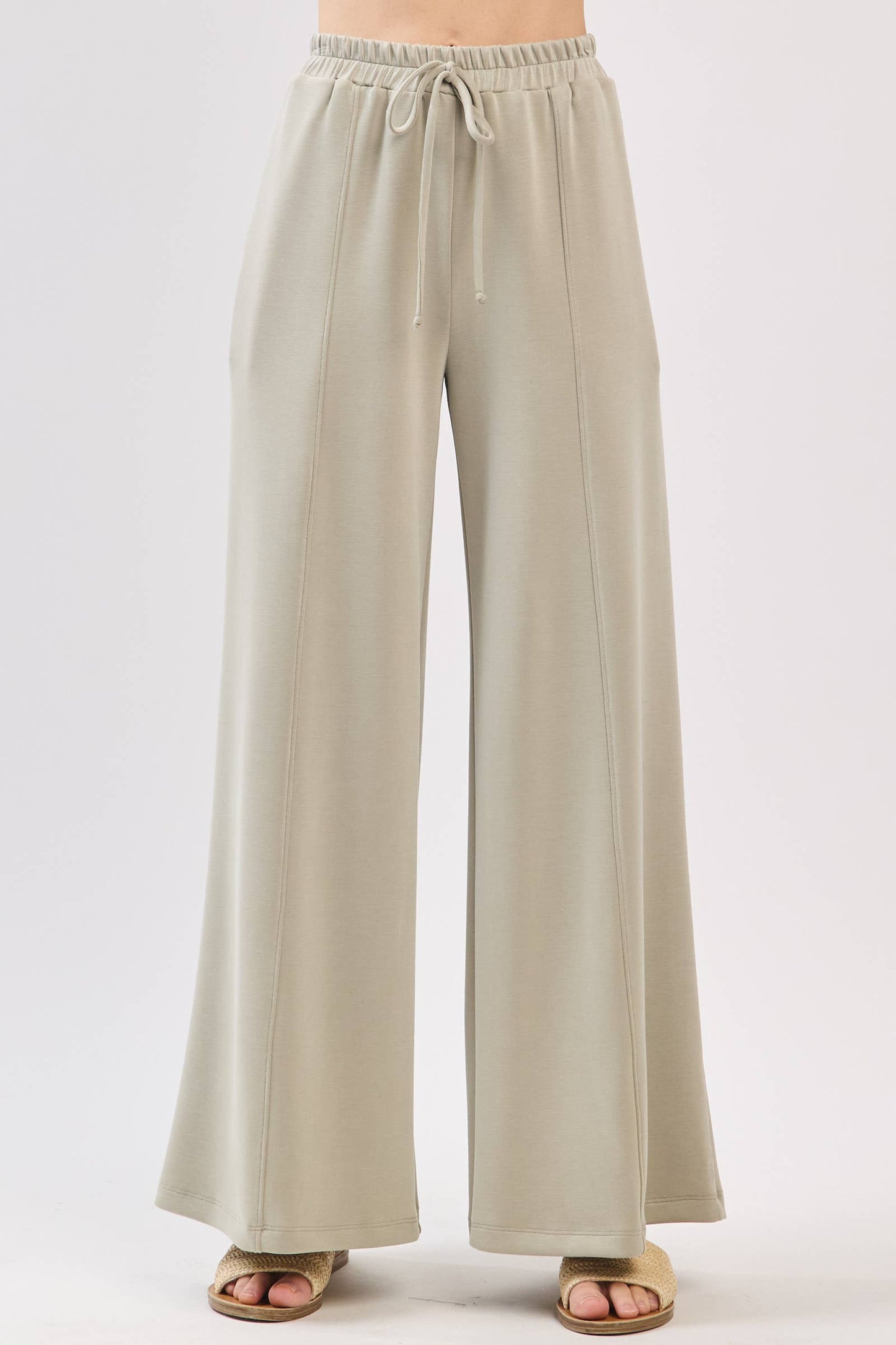 Modal Jersey Wide Leg Pants - NP70337: Stone