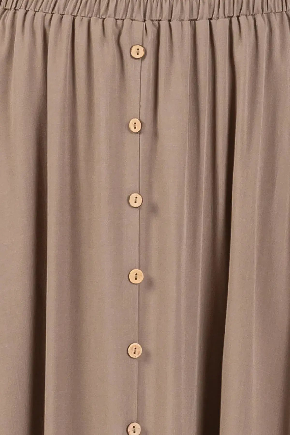 Solid Elastic Waist Midi Skirt - NS80162D: Dune