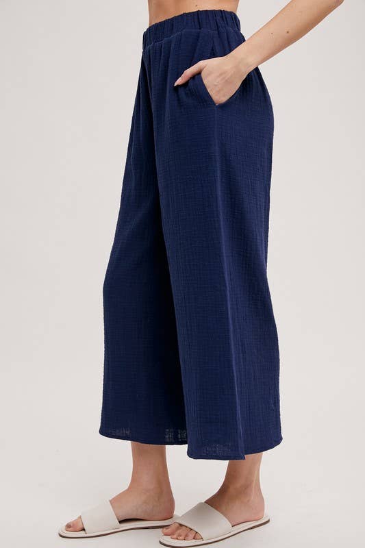 GAUZE WIDE PANTS: BLUE / FP66459