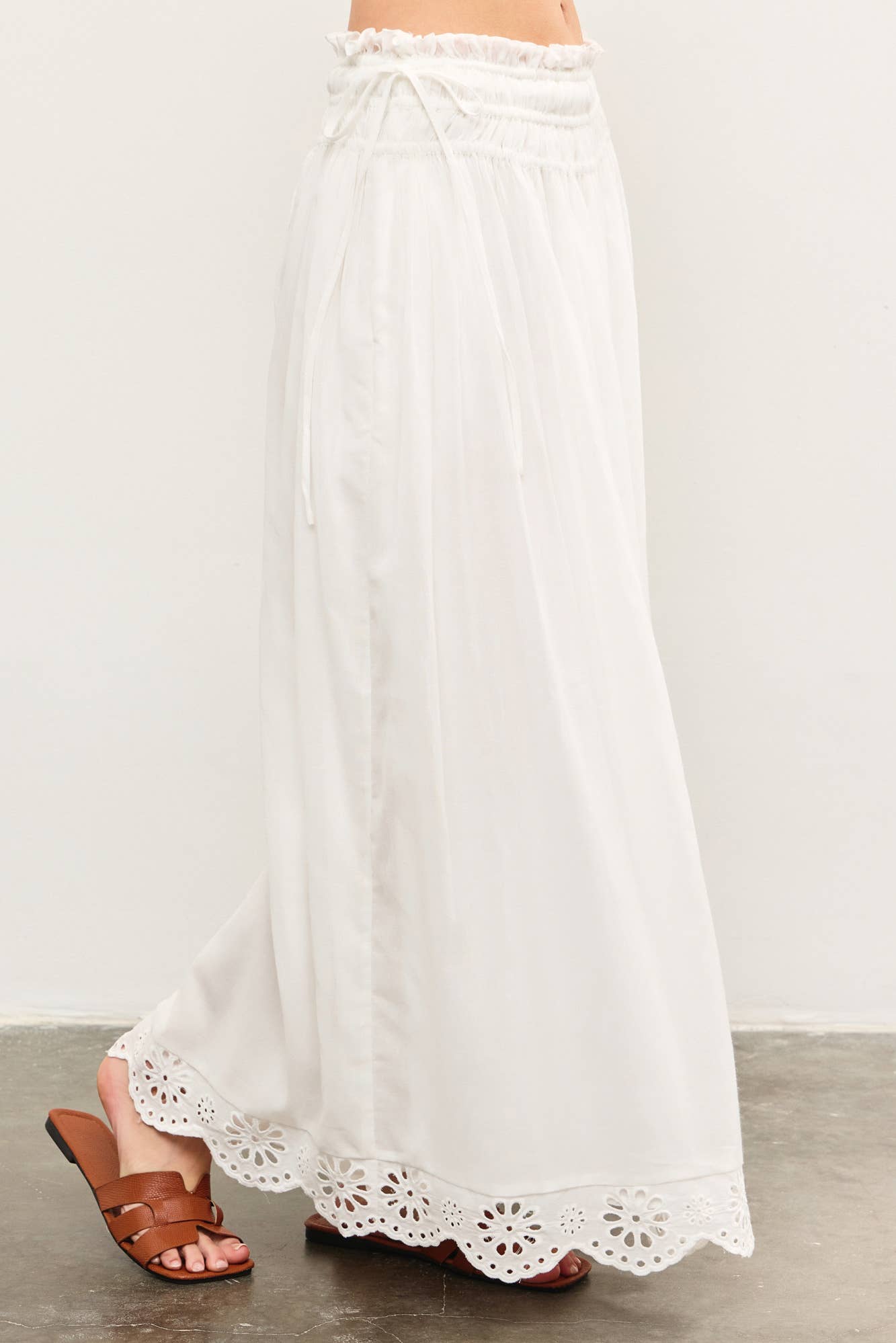 EYELET LACE HEM SIDE TIE SKIRT: PERIWINKLE / S24672