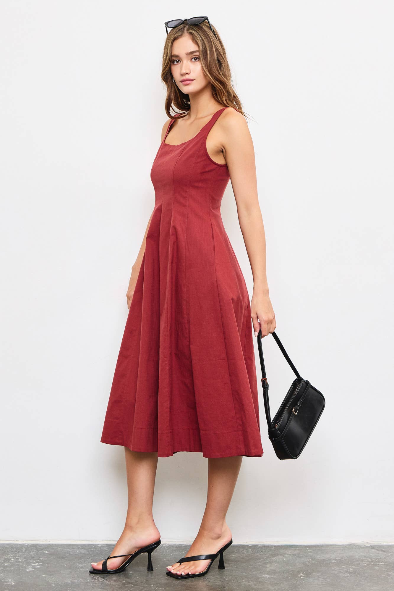 MAXI A-LINE DRESS: Black / S23952