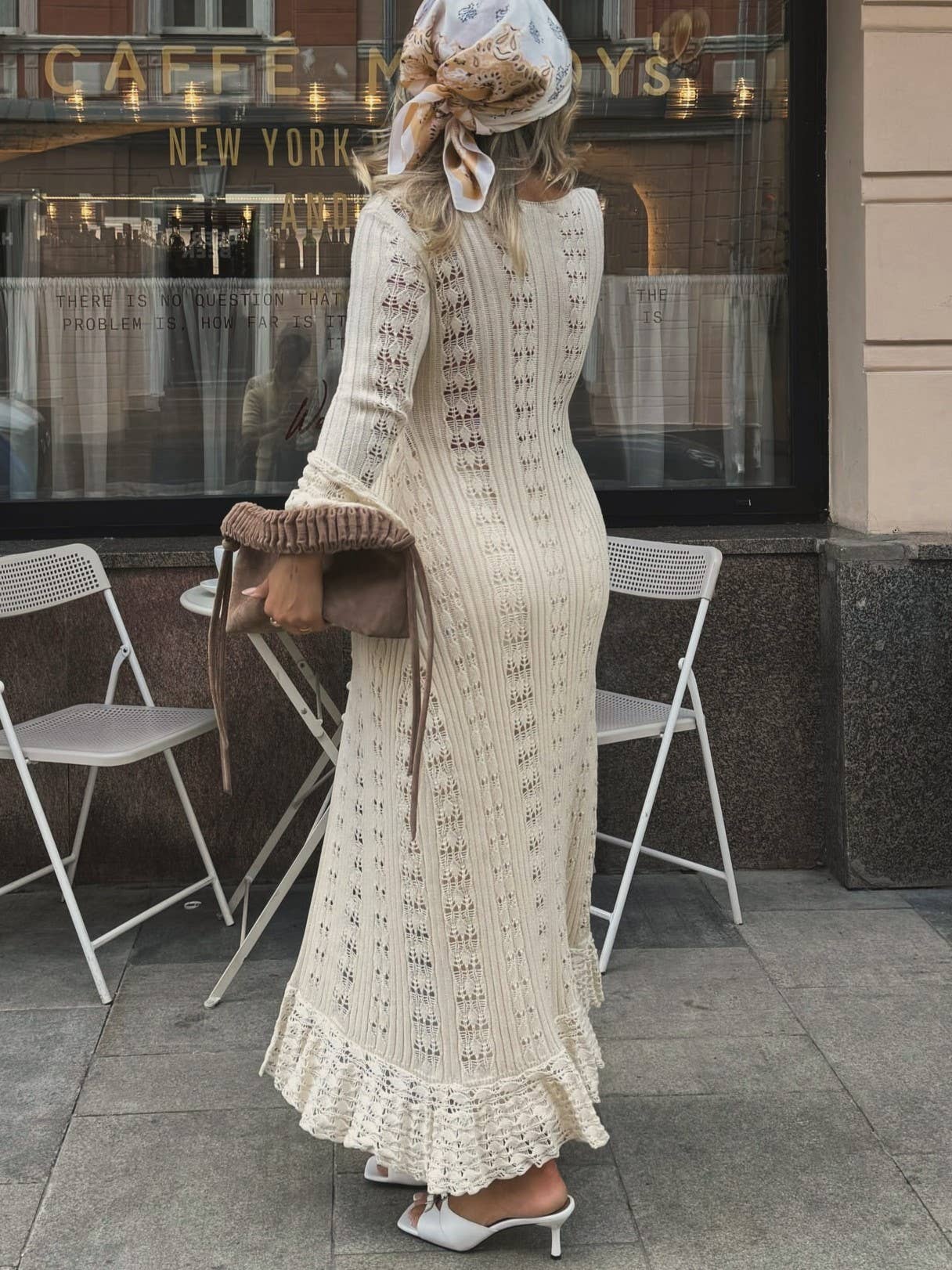 Y2K Hollow Bell Sleeves Crochet Maxi Cardigan: Coffee / RCJW03442-Coffee