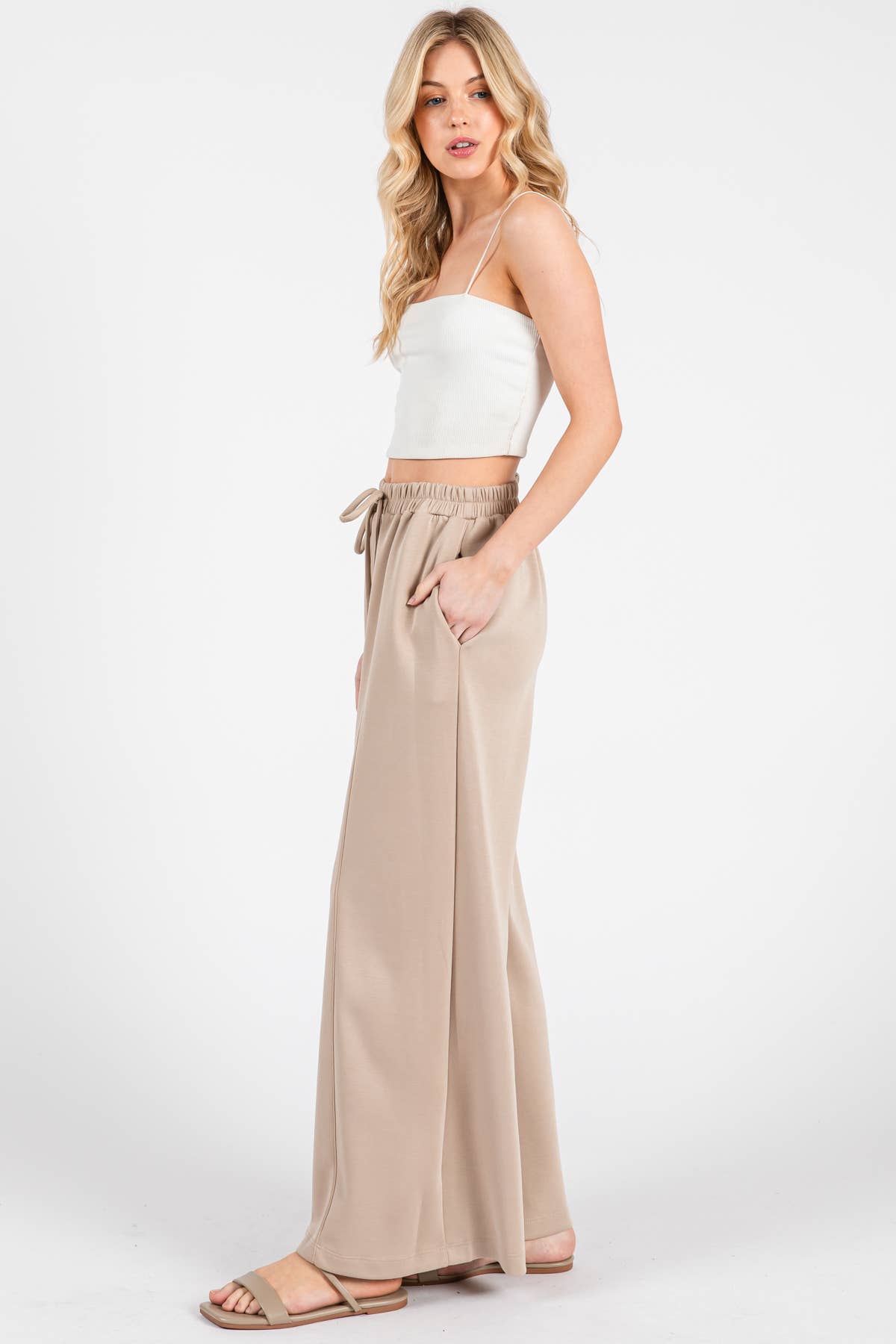 Modal Jersey Wide Leg Pants - NP70337: Stone