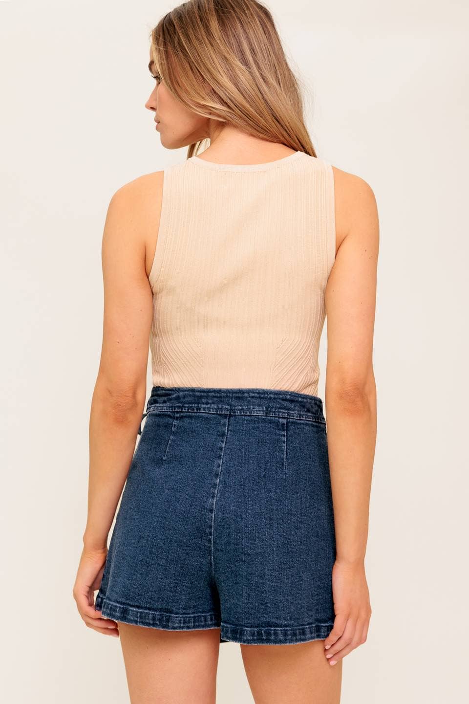 A washed denim skort - IP8838: MEDIUM INDIG