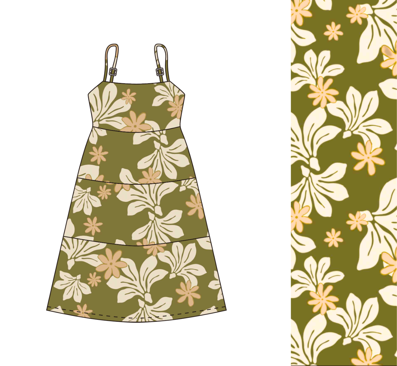 Coral Dress in Naupaka Blossom