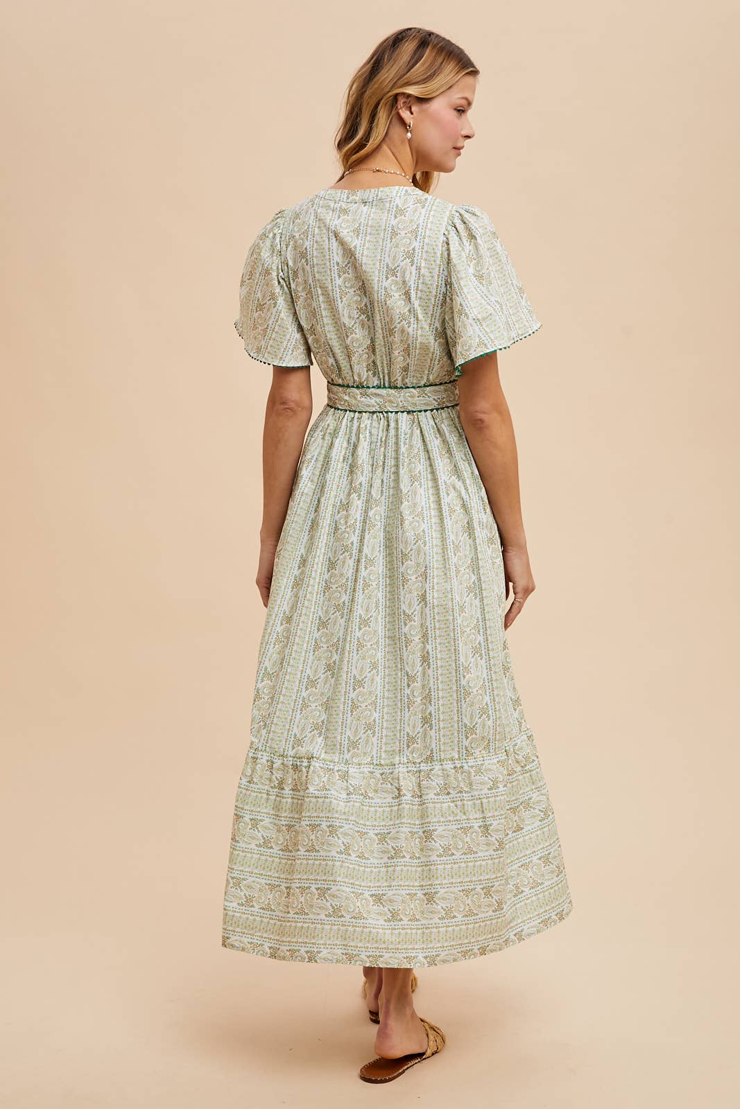 FLORAL FLUTTER SLEEVE MAXI: LEMONGRASS / ILD6141