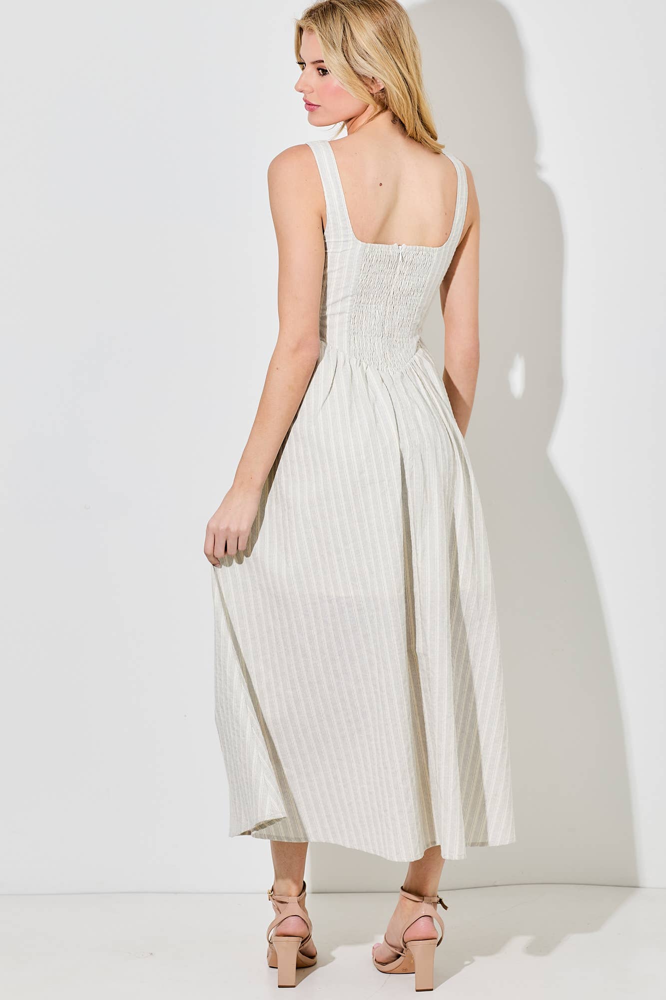 STRIPE MIDI DRESS: BLACK / BD5992