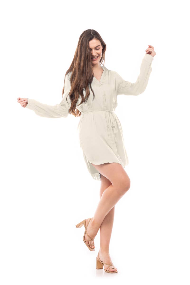 Long Sleeve Shirt Dress - RD117324: RAIN FOREST