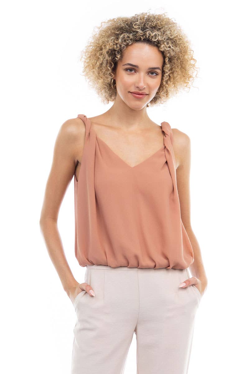 ST119446 Bubble Top With Twisted Shoulder Detail : Off White
