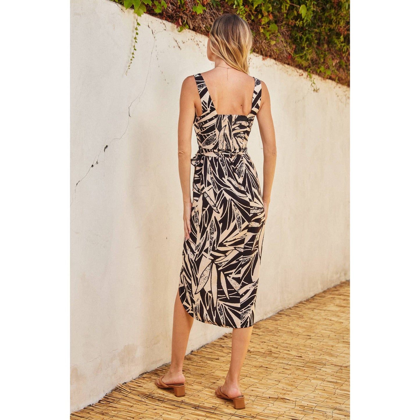 Hi Hello Tulip Hem Midi Wrap Dress: SHIFTING SAND / FD11527-P1858