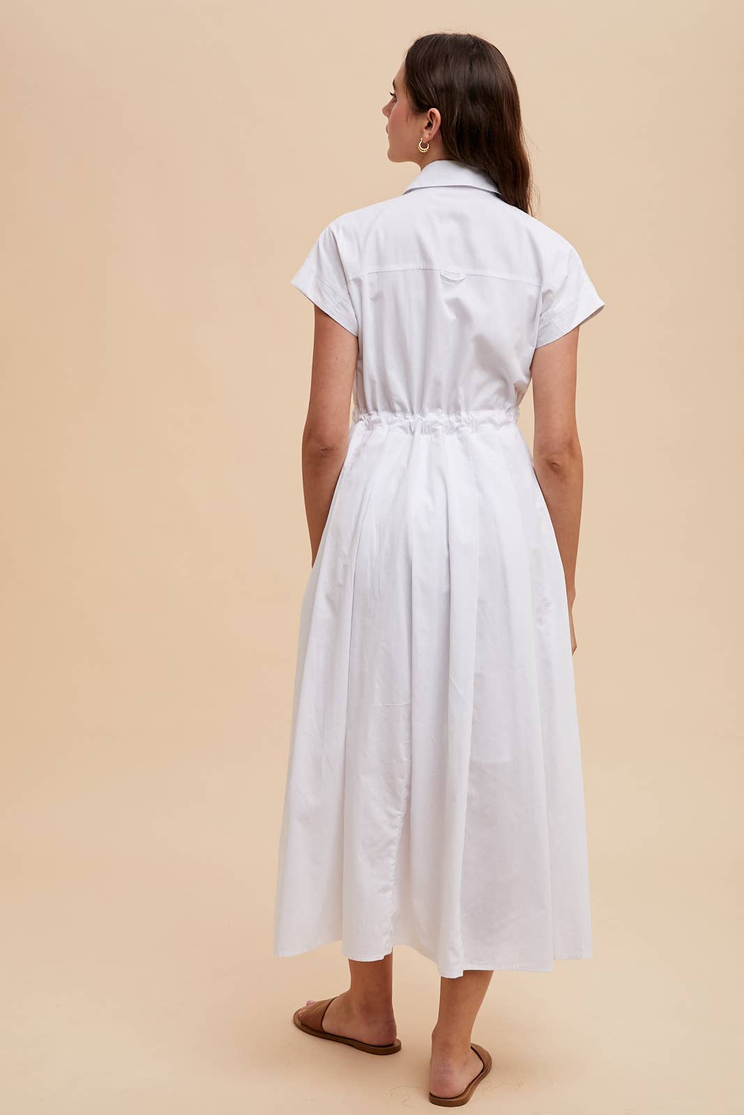 BUTTON DOWN SHIRT MAXI DRESS: OLIVE PALM / ILD6353