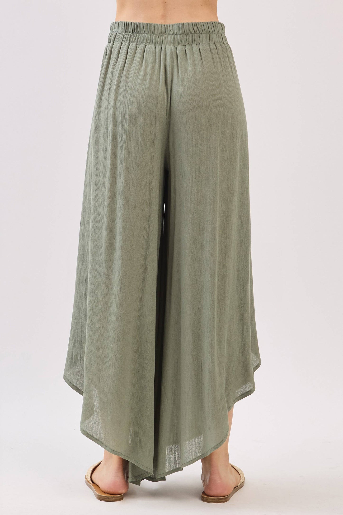 Overlap Detail Wide Leg Pants - NP70175: Vintage Denim