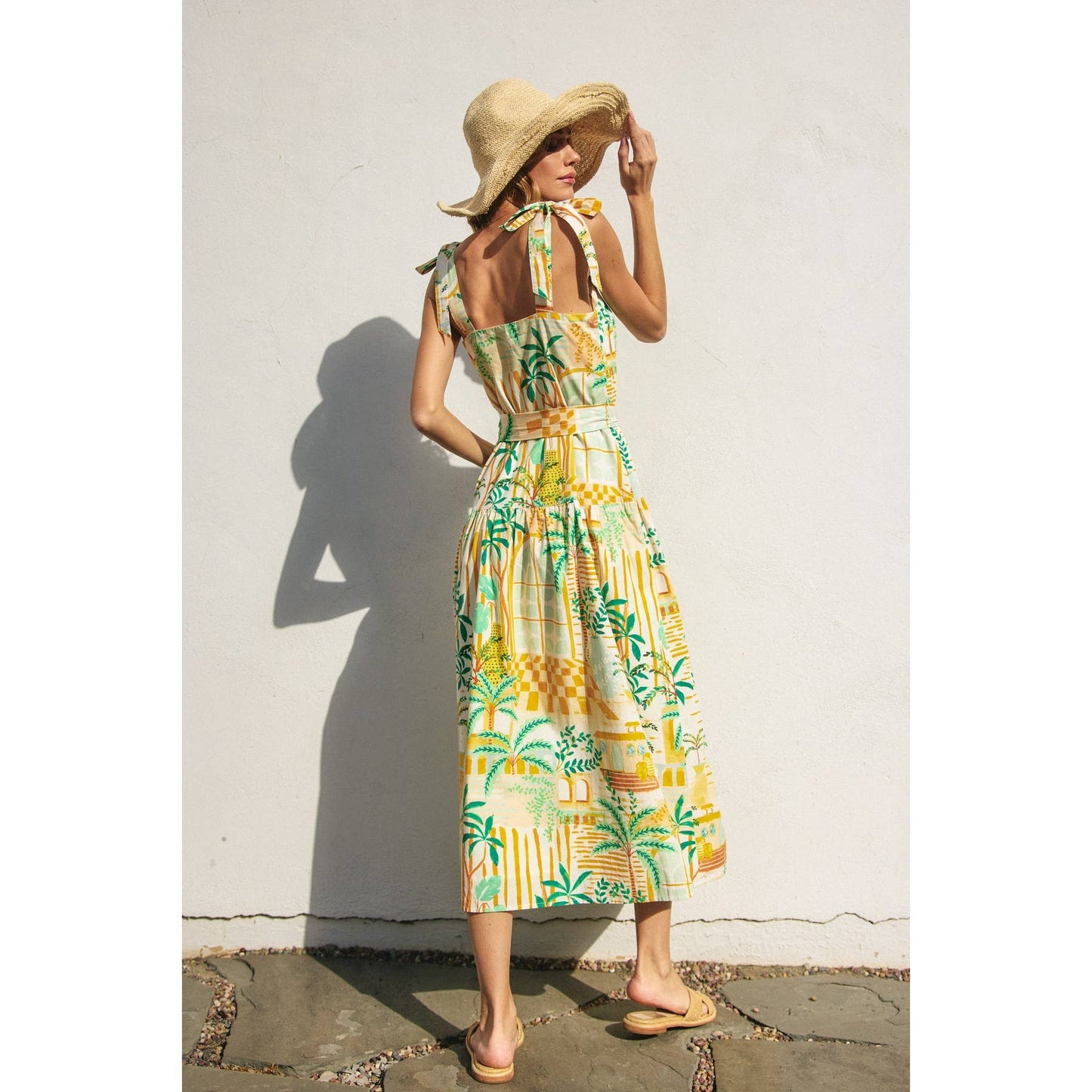 Dance In The Sand Button Down Midi Dress: GREENHOUSE / FD11565-P1883