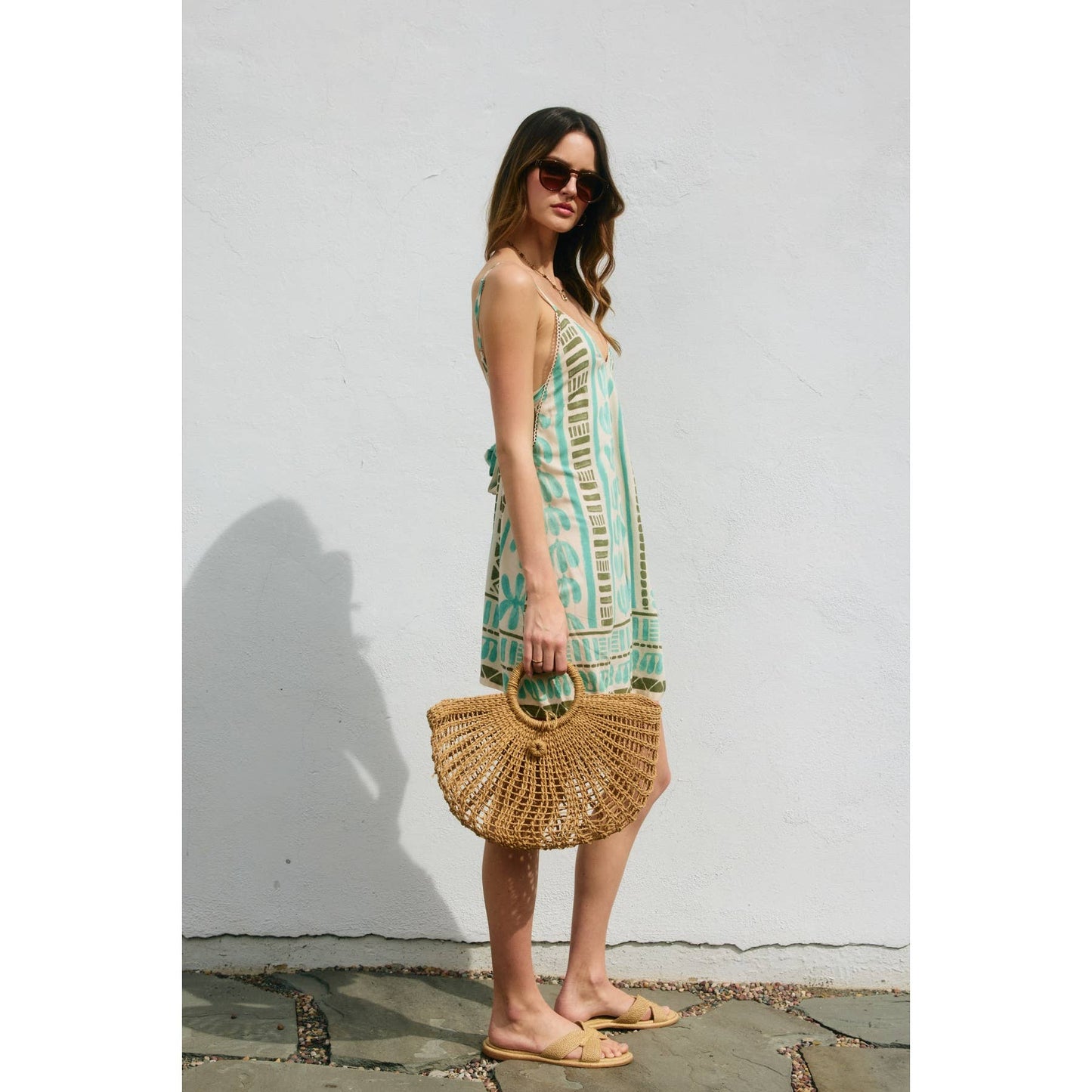 Island Time Tie Back Detail Romper: MEADOW MIST / FR12529-P1969