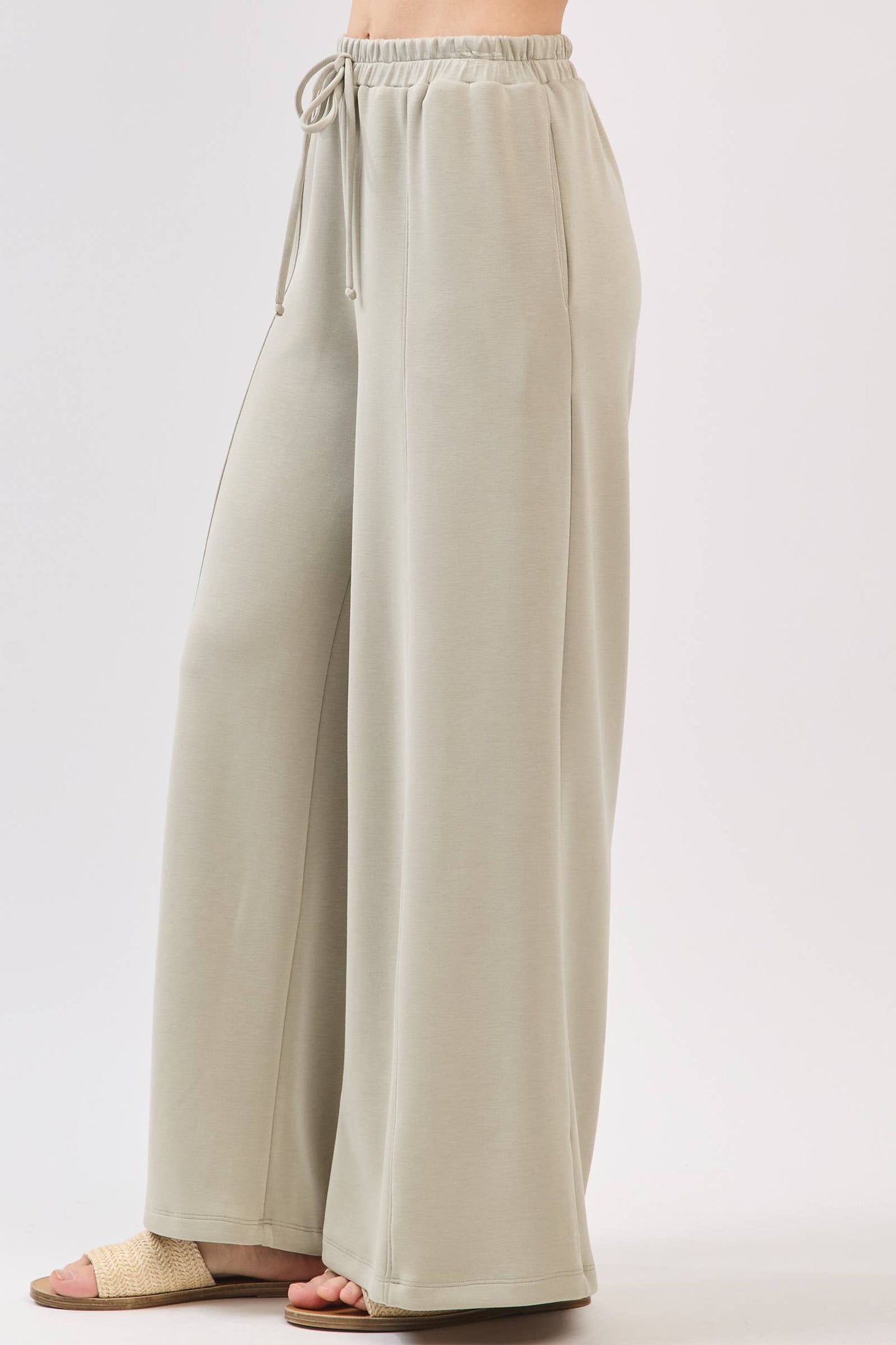 Modal Jersey Wide Leg Pants - NP70337: Stone