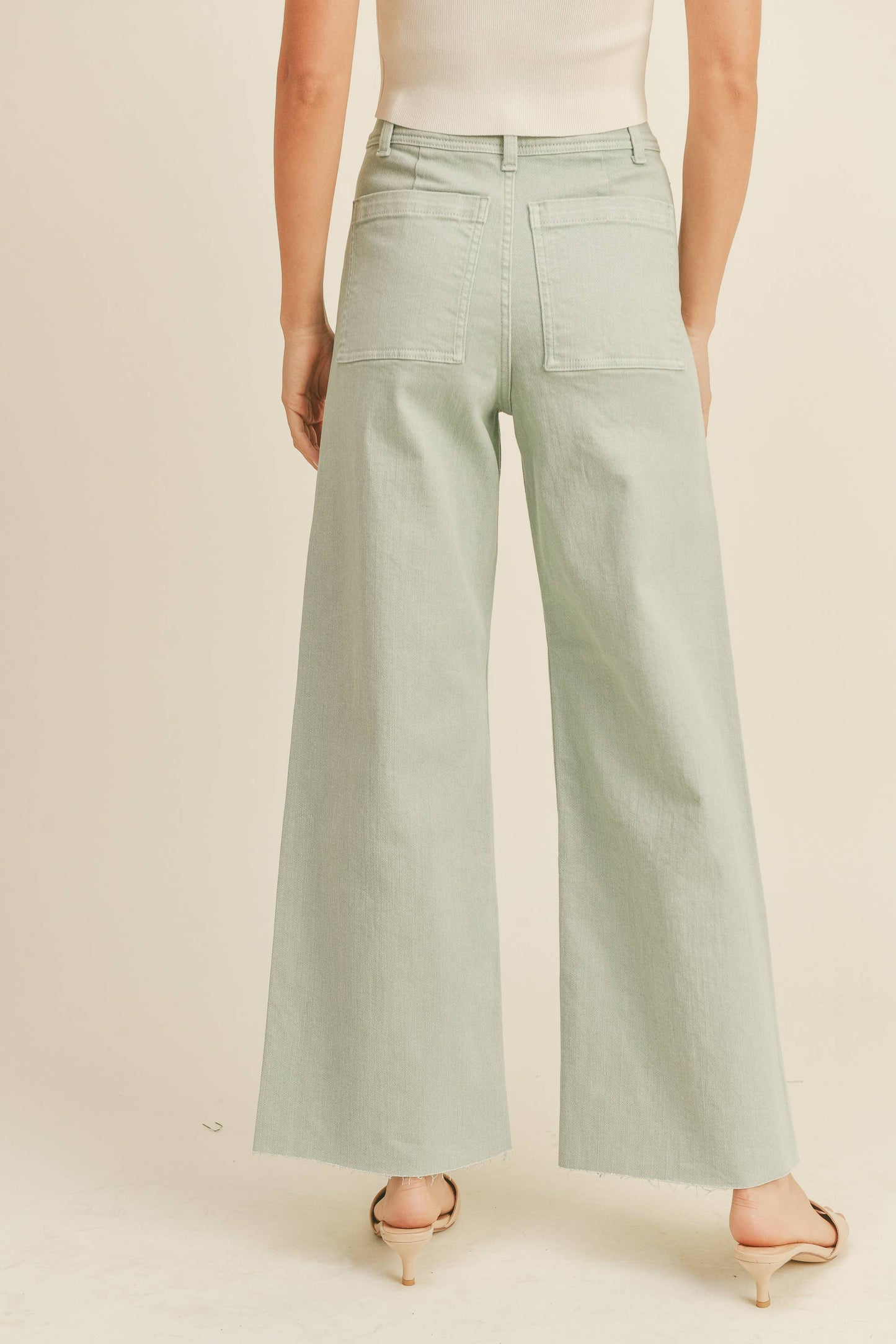 MMP623 STRAIGHT WIDE LEG DENIM PANTS: DENIM