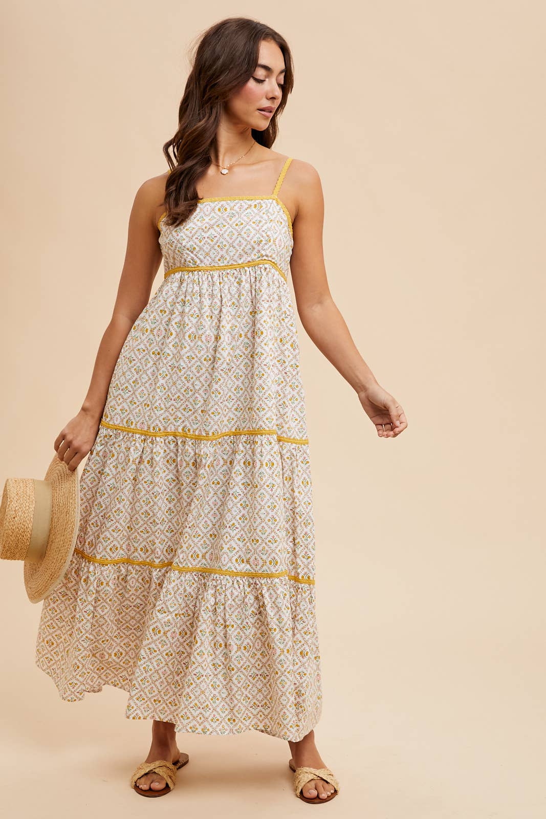 COTTON FLORAL MAXI DRESS: AZURE / ILD6152