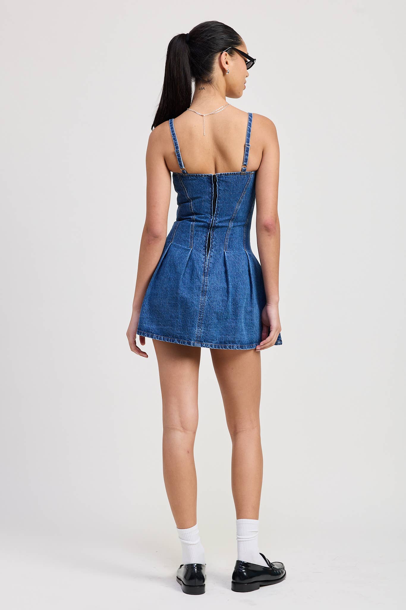 MINI PLEATED DRESS: DENIM / IPK2223D