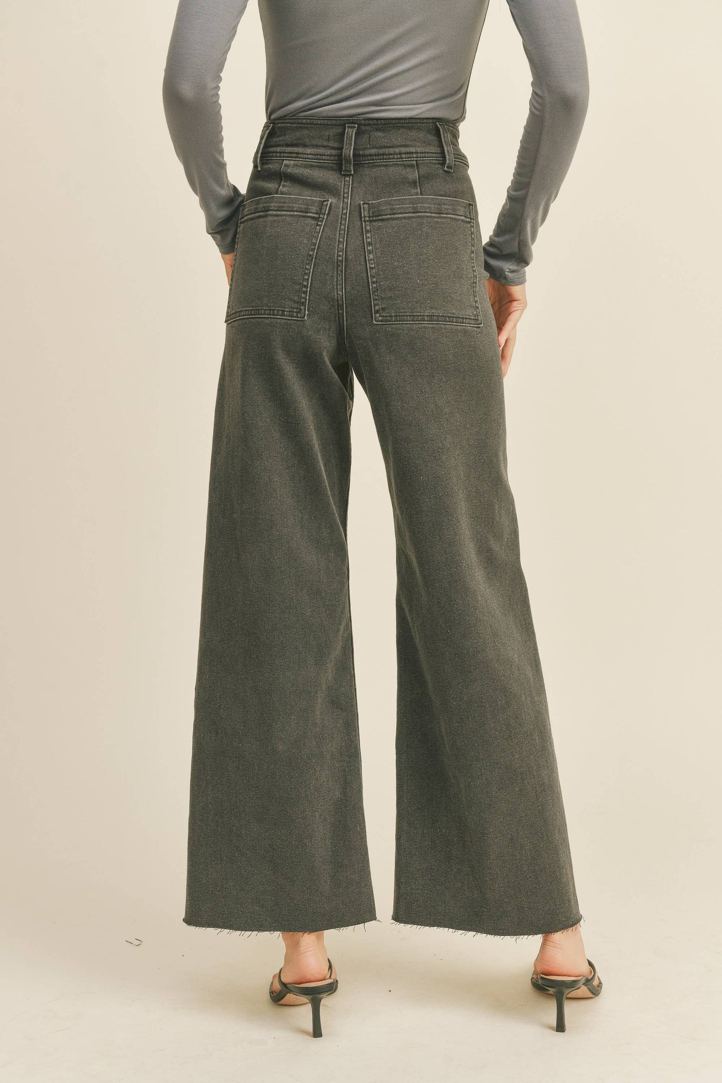 MMP623 STRAIGHT WIDE LEG DENIM PANTS: DENIM
