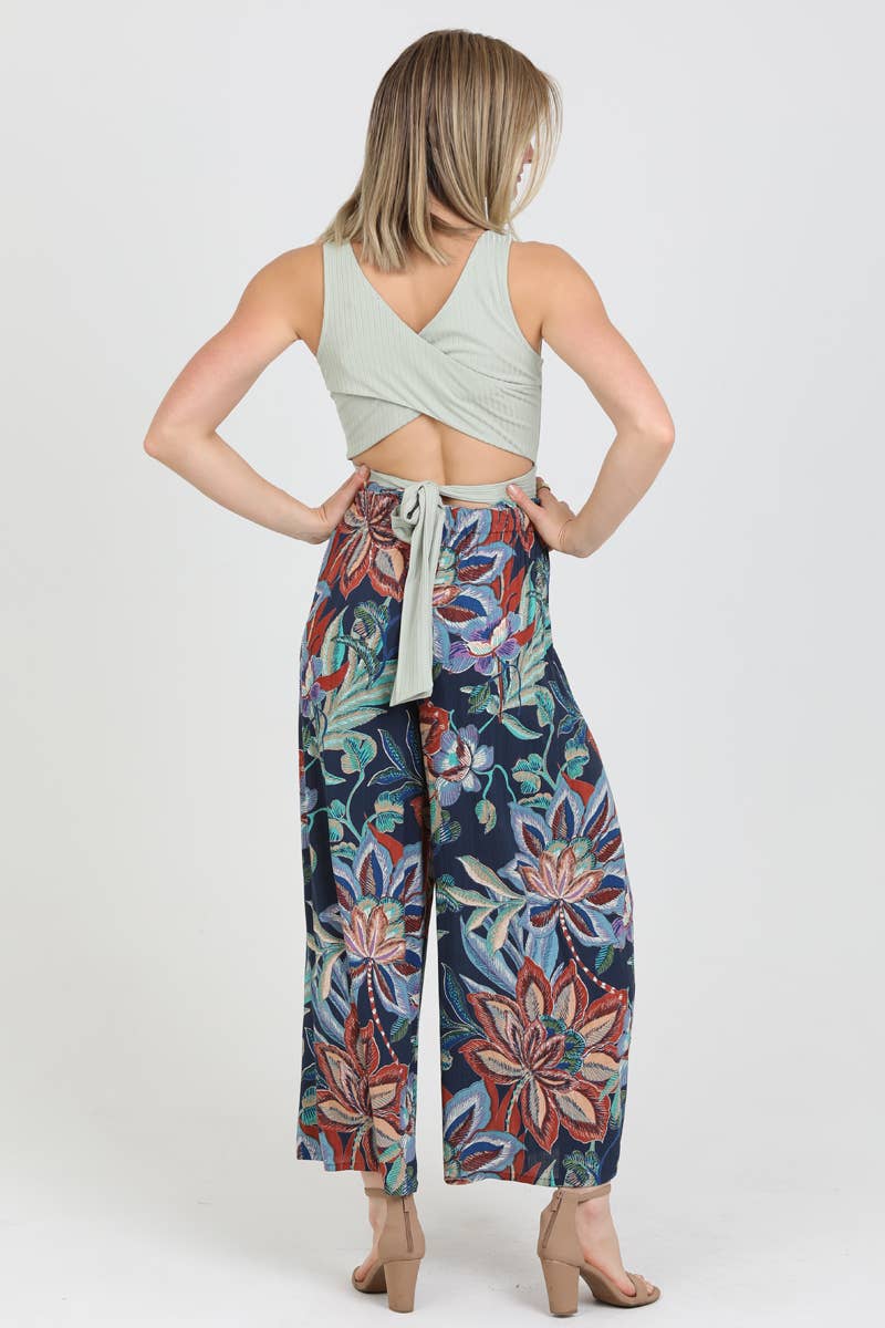 25P63-FQ60 WIDE LEG PANTS WITH TIE WAIST AND FRONT SLITS