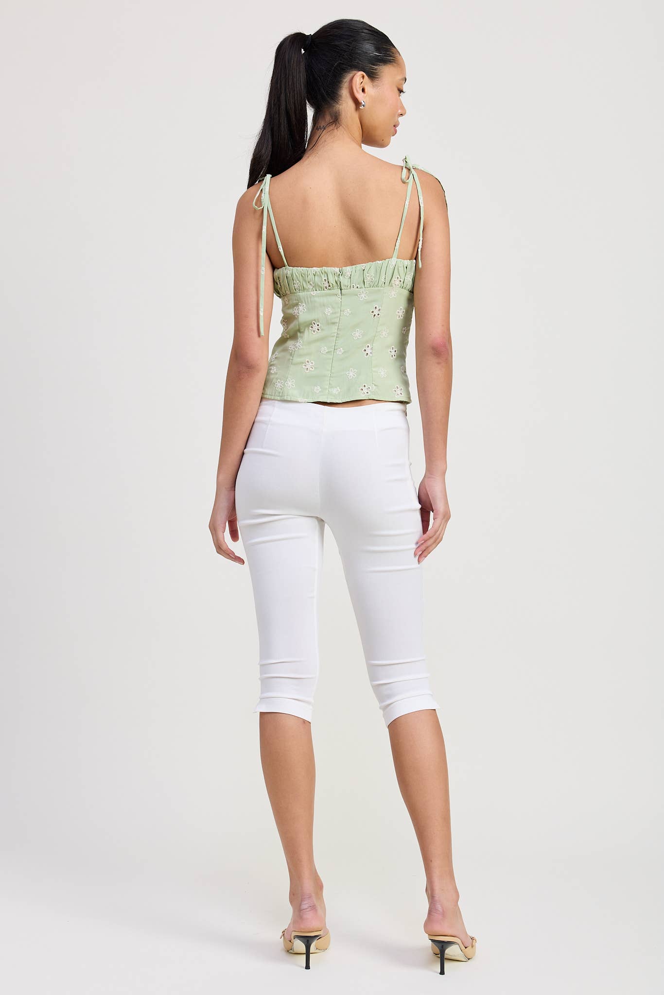 BUSTIER TOP WITH SHOULDER TIES: MINT / IPA2598T