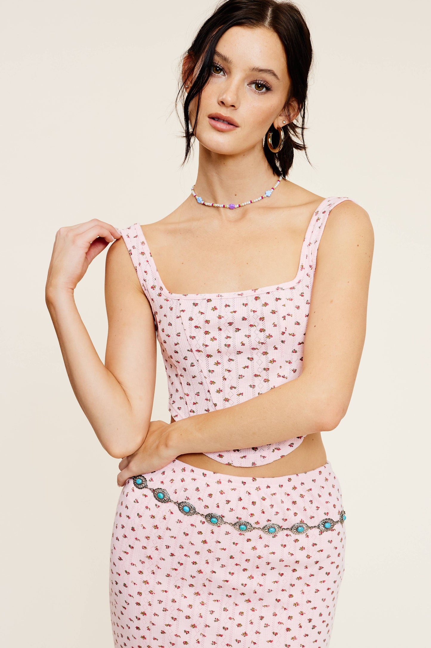 💖Only Skirt💖 MS8067 FLORAL PRINT Ivory