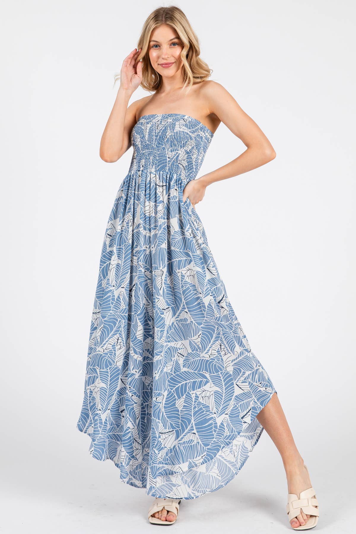 Print Smocked Detailed Off Shoulder Jumpsuit - NJU60429D: Black
