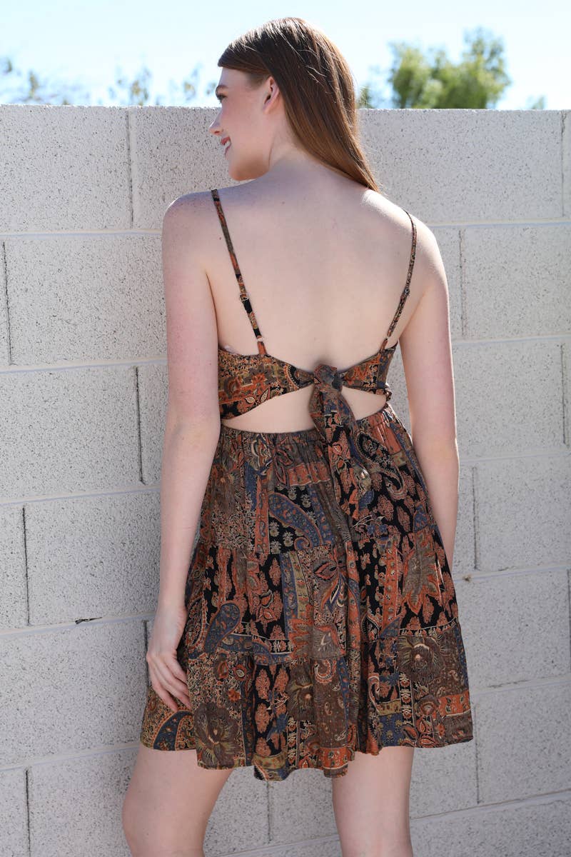F4H12-W909 NECK OPEN BACK SUNDRESS: AQUA