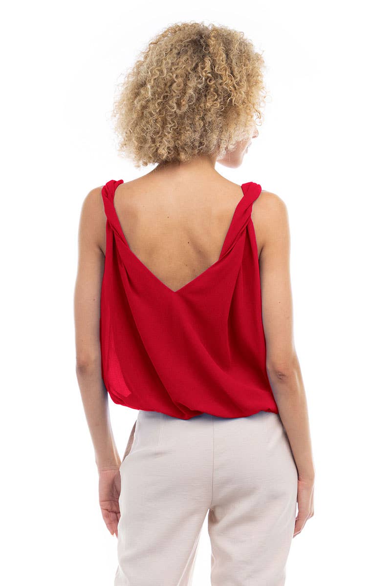ST119446 Bubble Top With Twisted Shoulder Detail : Off White