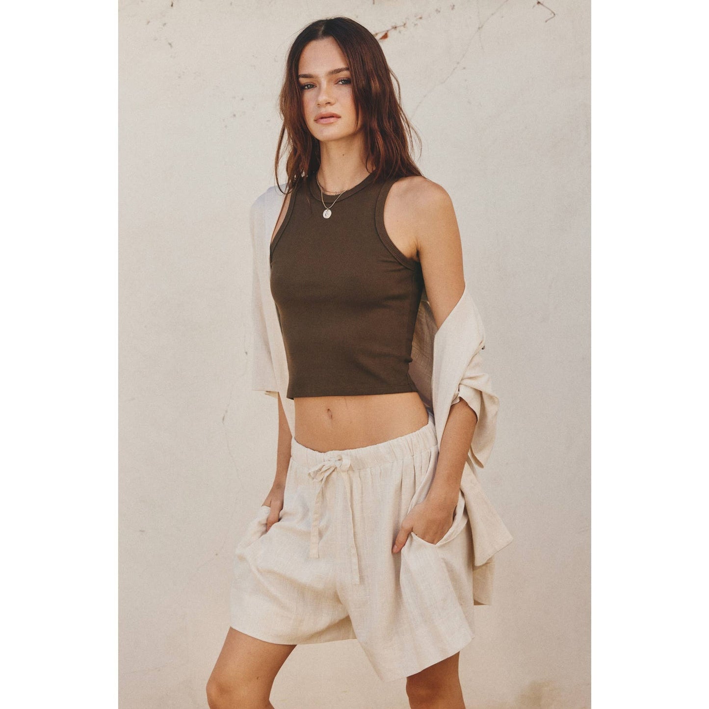 FT10597-P1364_2 Ribbed Racerback Tank Top: OLIVE