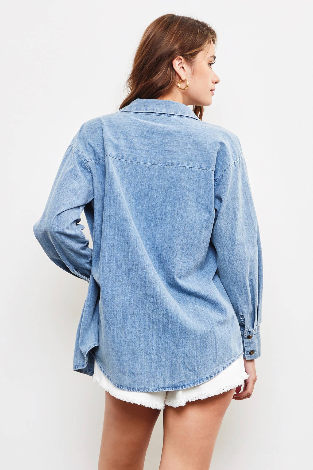BTN UP COLLAR TOP: WASHED DENIM / DS0480