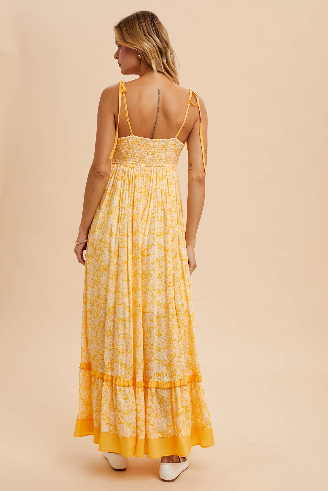 FLORAL CONTRAST MAXI DRESS: SANTORINI / ILD5714