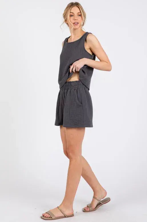 Cotton Triple Gauze Shorts - NP70284H Black