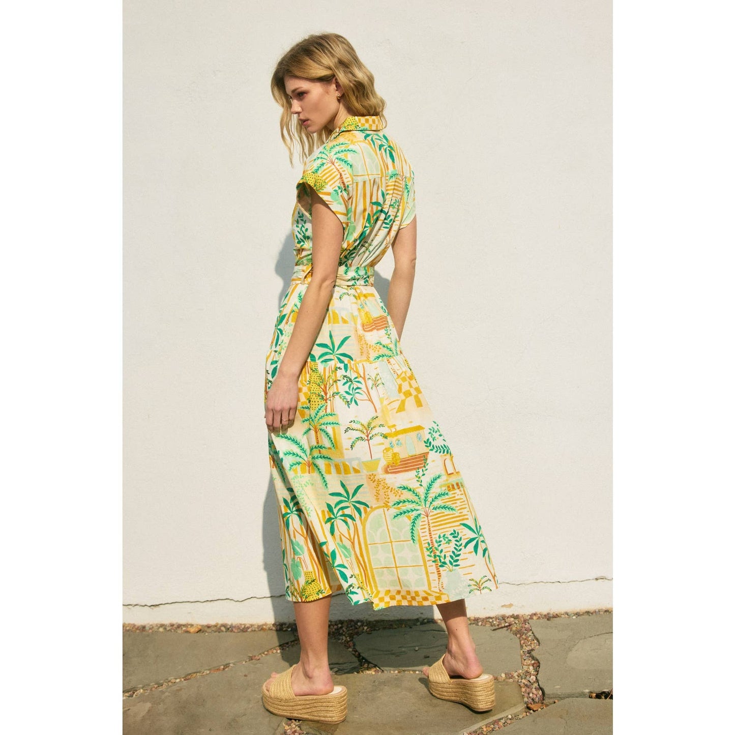 Dance In The Sand Sash Belt Shirt Dress: GREENHOUSE / FD11740-P1883
