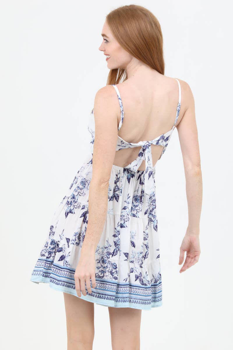F4H12-A924 V NECK OPEN BACK WITH TIE SUNDRESS