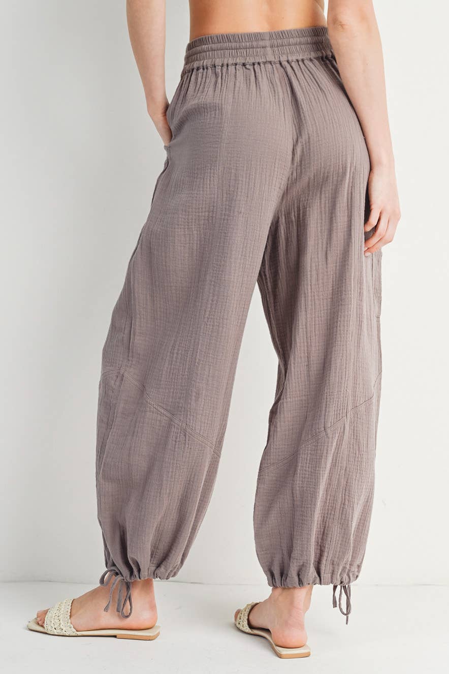 JOGGER HAREM DRAWSTRING PANTS: Black / B02090
