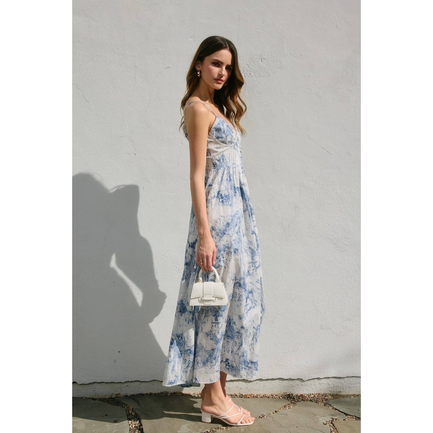 Coastline Horizontal Slit Maxi dress: PORCELAIN / FD12820-P1897