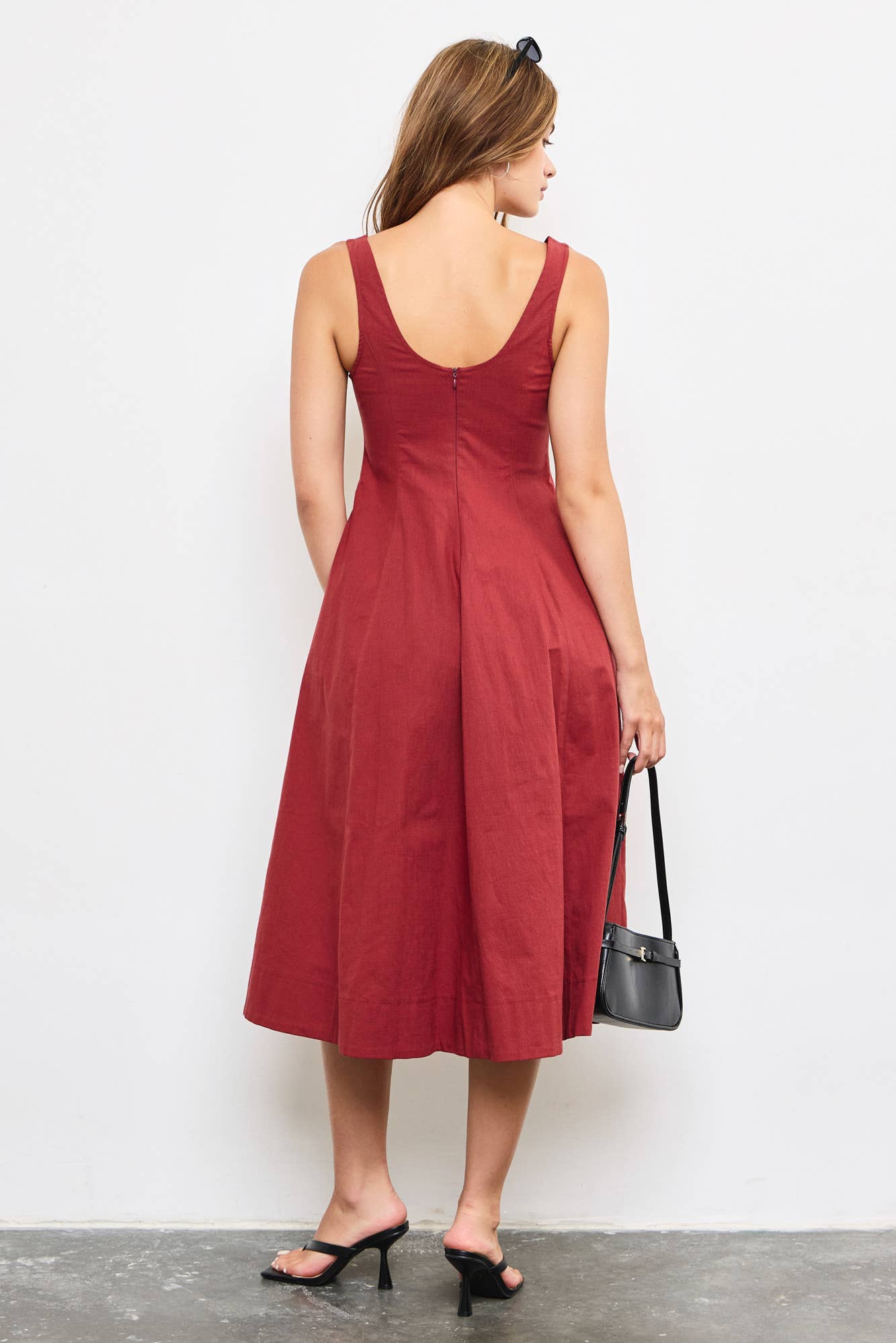 MAXI A-LINE DRESS: Black / S23952